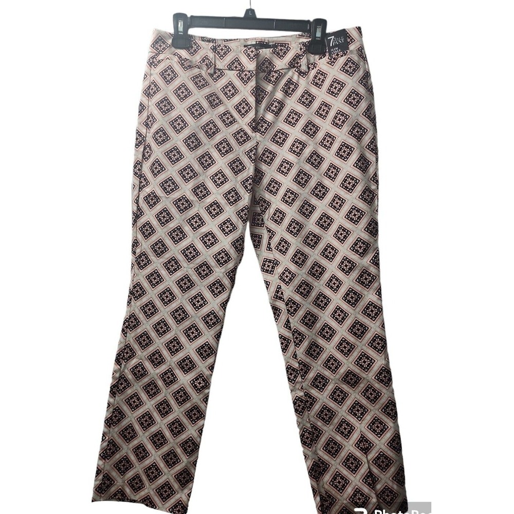 7th Avenue Slim Ankle Pants Geometric Print‎ Career Casual Size  8